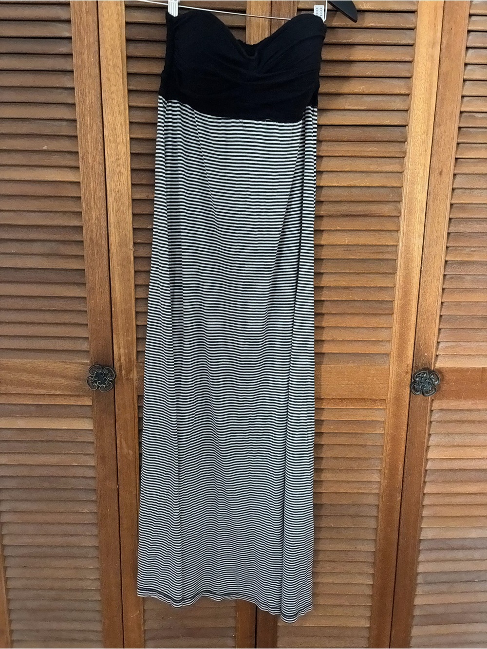Body Glove Black Strapless Maxi Dress with Black & White Stripe size medium